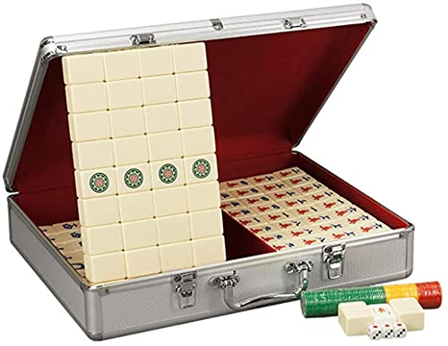 TEmkin Neueste Tile Games Mahjong-Tischdecke mit großen und mittleren tiefen Rillen, Aluminium-Box-Verpackung, Mahjong für 4 Personen, feines Schleifen, geräuschlose Mahjong-Tischdecke von TEmkin