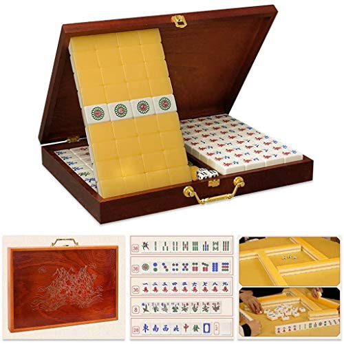 TEmkin Vintage Mahjong Mah-Jong-Set, chinesisches traditionelles Majong-Spiel mit hölzerner Mahjong-Box für Partygeschenke von TEmkin
