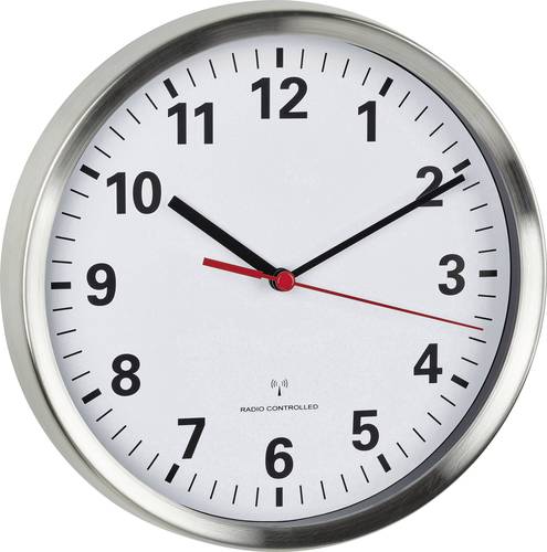 TFA Dostmann 60.3529.02 Funk Wanduhr 22cm x 4.5cm Aluminium Schleichendes Uhrwerk (lautlos), Energie von TFA Dostmann
