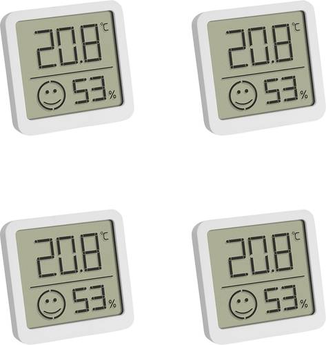 TFA Dostmann 4er Set Digitales Thermo-Hygrometer mit Komfortzone Thermo-/Hygrometer Weiß von TFA Dostmann