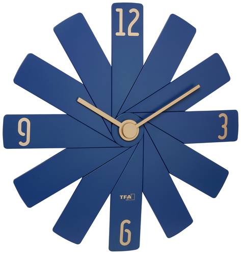 TFA Dostmann 60.3020.06 Quarz Wanduhr 400mm x 37mm x 400mm Blau, Mitternachtsblau Schleichendes Uhrw von TFA Dostmann