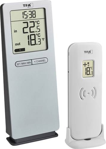 TFA Dostmann Funk-Thermometer LOGOneo Funk-Thermometer digital Silber von TFA Dostmann