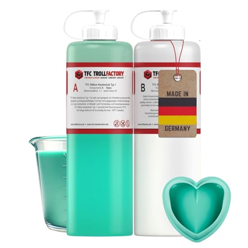 TFC Silikon Kautschuk Typ 1 - Hochdetailliertes Abformsilikon 1 KG - 2 Komponenten Silikon zur Herstellung von Silikonformen oder zum Gießen - Optimal für Objekte bis zu 30 cm von TFC Troll Factory