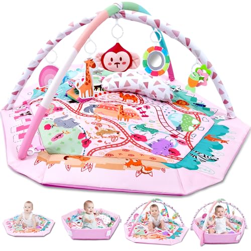 TFDER 8-in-1 Baby Spieldecke mit Spielbogen, Multifunktionsspielbogen für Neugeborene mit Bällebad,18 Bällen und mit 7 abnehmbaren sensorischen Spielzeugen, Krabbeldecken für Babys ab 0+ Monaten(Rosa) TFDER 8-in-1 Baby Spieldecke mit Spielbogen, Multifunktionsspielbogen für Neugeborene mit Bällebad,18 Bällen und mit 7 abnehmbaren sensorischen Spielzeugen, Krabbeldecken für Babys ab 0+ Monaten(Rosa) von TFDER