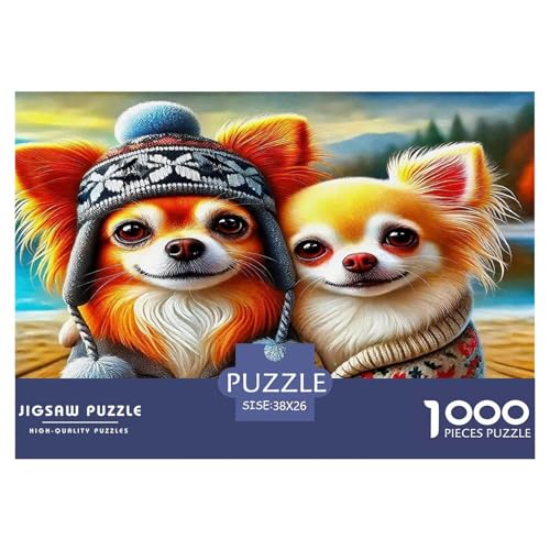 Chihuahua1000Teile PuzzlesTierhund Für Erwachsene Und Kinder Ab 14 Jahren Pädagogisches StressabbauSpielzeug Denksport Für Dekorative Geschenke38x26cm/1000pcs von TFEDACVSS