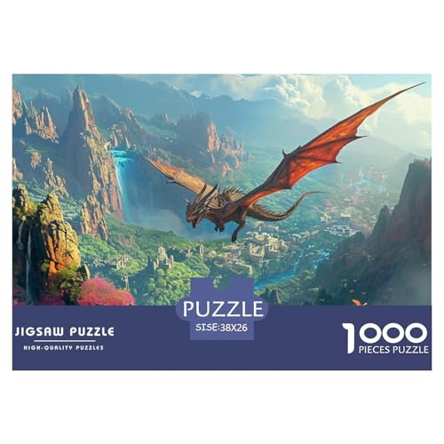 Coole Drachen1000Teile Schwierigesgroßes Puzzle Fantasy Tieres Für Erwachsene Kinder Familienspiele SchwerStressabbau Für Dekorative Geschenke38x26cm/1000pcs von TFEDACVSS