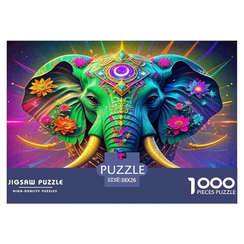 Elefanten1000Teile BuntePuzzles Wildtiere Für Erwachsene Kinder Einzigartige Spielzeug SchwerStressabbau Für Dekorative Geschenke38x26cm/1000pcs von TFEDACVSS