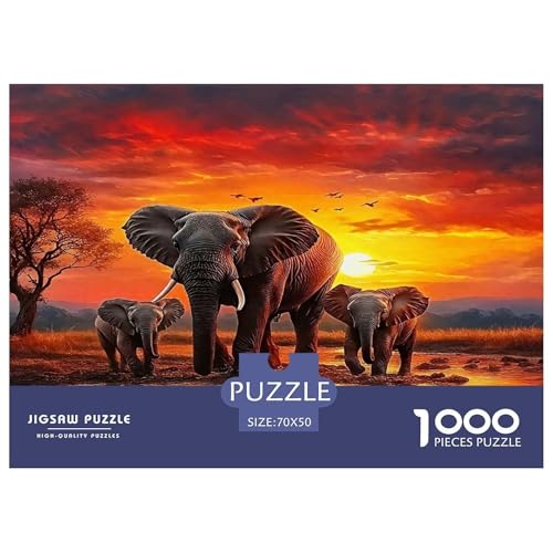 Elefanten1000Teile Schwierigesgroßes Puzzle Tiere Elefanten Für Erwachsene Kinder Familienspiele Herausfordernde Für Dekorative Geschenke70x50cm/1000pcs von TFEDACVSS