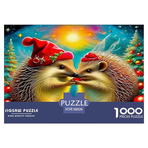 Hedgehog1000Teile BuntePuzzles Tier Hedgehog Für Erwachsene Kinder Pädagogisches StressabbauSpielzeug SchwerStressabbau Für Dekorative Geschenke38x26cm/1000pcs von TFEDACVSS