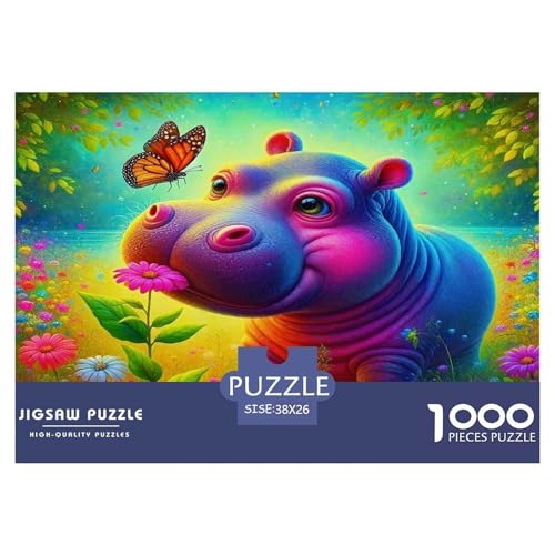 Hippopotamus1000Teile PuzzlesWildtiere Für Erwachsene Und Kinder Ab 14 Jahren Familienspiele Herausforderndes Für Dekorative Geschenke38x26cm/1000pcs von TFEDACVSS