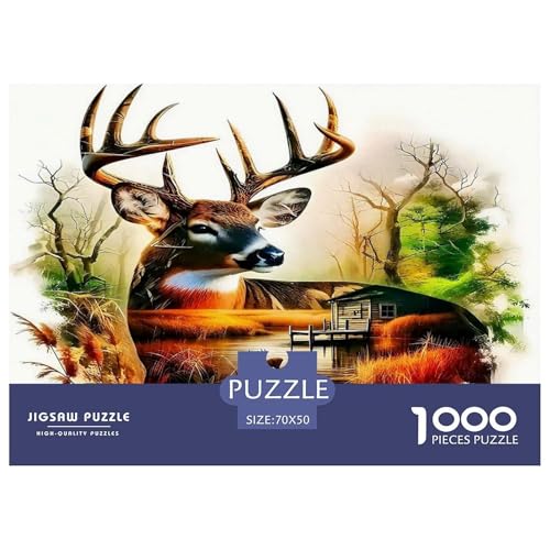 Hirsch1000Teile PuzzlesWildtiere Für Erwachsene Und Kinder Ab 14 Jahren Familienspiele Herausforderndes Für Dekorative Geschenke70x50cm/1000pcs von TFEDACVSS