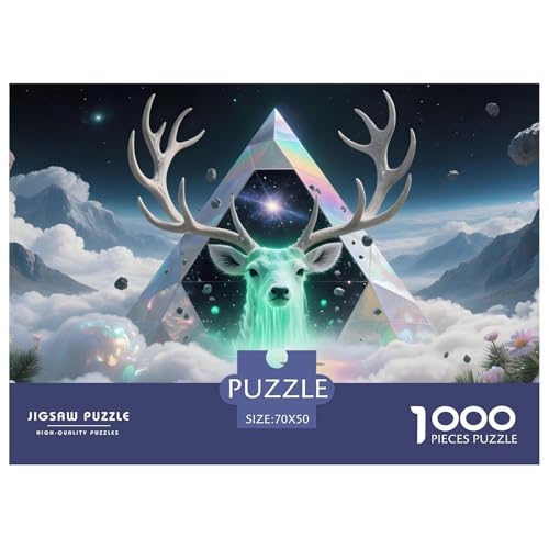 Hirsch1000Teile Schwierigesgroßes Puzzle Wildtiere Für Erwachsene Einzigartige Spielzeug SchwerStressabbau Für DekoRatteive Geschenke70x50cm/1000pcs von TFEDACVSS