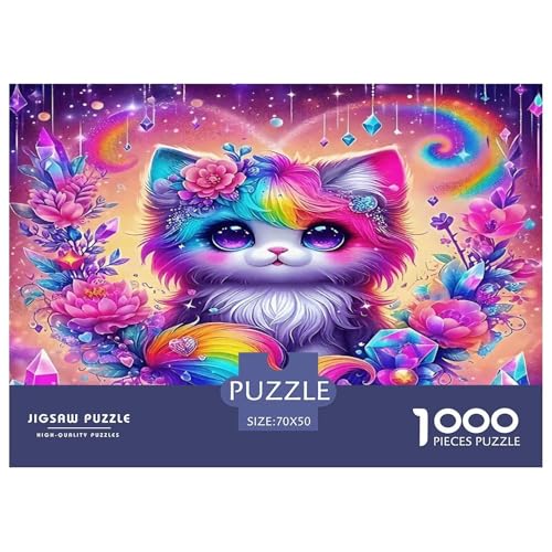 Katze1000Teile BuntePuzzles Animal Katze Für Erwachsene Und Kinder Ab 14 Jahren Familienspiele Denksport Moderne Porträts70x50cm/1000pcs von TFEDACVSS