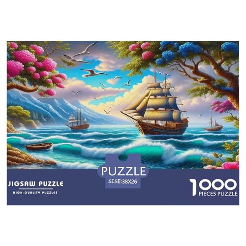 Segelboot1000Teile PuzzlesSchiff Für Erwachsene Und Kinder Ab 14 Jahren Familienspiele Herausforderndes Für Dekorative Geschenke38x26cm/1000pcs von TFEDACVSS