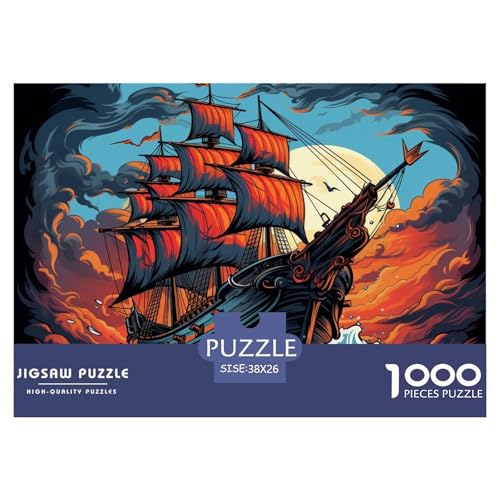 Segelbootschiff1000Teile BuntePuzzles Fahrzeug Für Erwachsene Kinder Einzigartige Spielzeug SchwerStressabbau Für DekoRatteive Geschenke38x26cm/1000pcs von TFEDACVSS