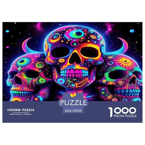 Skelett1000Teile Schwierigesgroßes Puzzle Halloween Skelett Für Erwachsene Kinder Familienspiele Herausforderndes Moderne Porträts70x50cm/1000pcs von TFEDACVSS