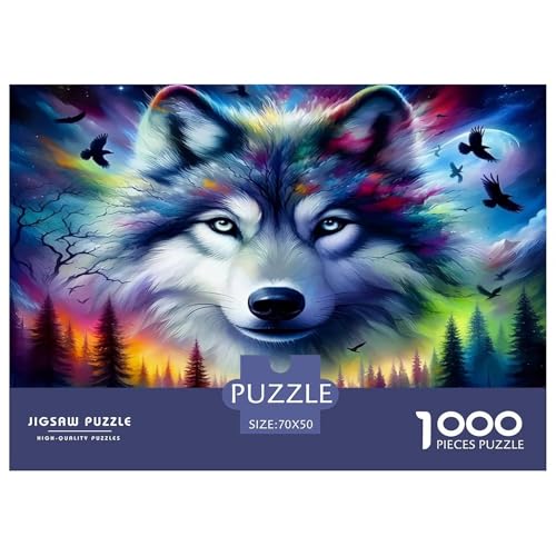 Wolf1000Teile BuntePuzzles Tierwolf Für Erwachsene Kinder Einzigartige Spielzeug SchwerStressabbau Für Dekorative Geschenke70x50cm/1000pcs von TFEDACVSS