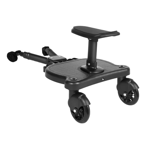 TFGXUE Buggy Board mit Sitz, Trittbrett für Kinderwagen Universal, Kinderwagen Board Höhenverstellbar, Kinderwagen Geschwistersitz für 3-7 Jahre alte Kinder, bis 25 kg, Schwarz von TFGXUE