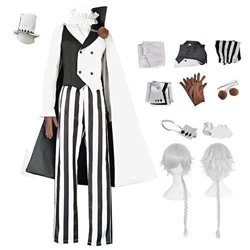 TFRVMA Kostüm Herren Erwachsene Uniform Umhang Komplettes Set Halloween mit Perücke, Weiße Perücke, S TFRVMA Kostüm Herren Erwachsene Uniform Umhang Komplettes Set Halloween mit Perücke, Weiße Perücke, S von TFRVMA