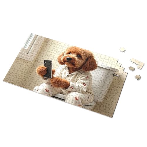 100-teiliges Puzzle für Kinder, Hund im Schlafanzug mit Pfotenabdruck, Handy-Bilderpuzzle, 1000 Teile, Kinderspielzeug für Mädchen (1000 Teile) von TFSW
