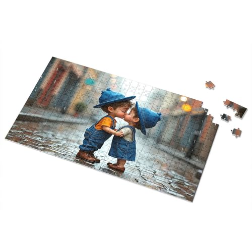 100-teiliges Puzzle für Kinder, Regenromantik: Ein süßer Kuss unter den Regentropfen, Bilderpuzzle, 1000 Teile, Kinderspielzeug für Mädchen (1000 Teile) von TFSW