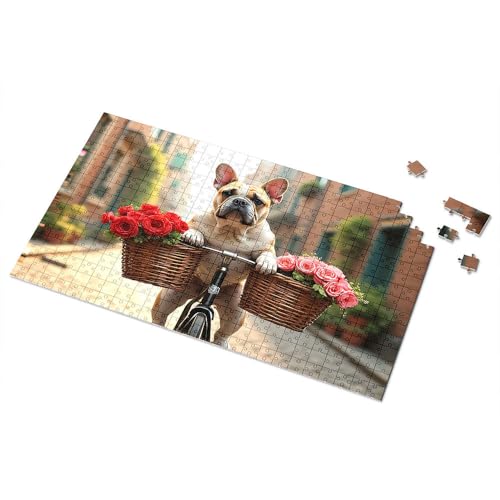 3 Jahre altes Mädchen-Geschenk, Blumen-Korbfahrt mit der Bulldogge, Puzzle, Puzzle, Brett-Puzzle, Puzzles für Erwachsene, 500 Teile (1000 Stück) von TFSW