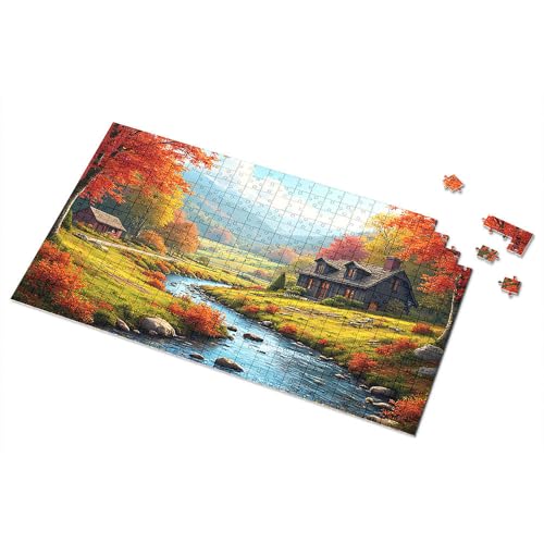 3 Jahre altes Mädchen Geschenke Herbst Gelassenheit: Eine gemütliche Hütte im Tal Bilder-Puzzle, Puzzle-Brett, Puzzles für Erwachsene, 500 Teile (500 Stück) von TFSW