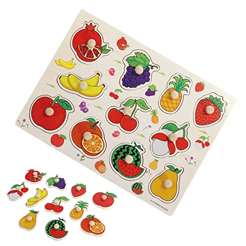 Holz Puzzle,Steckpuzzle Obst Spielzeug Puzzle,Früchte Pädagogisches Puzzle,Lernspielzeug Geschenk Für Kinder Baby Mädchen Junge von TFSYLISA