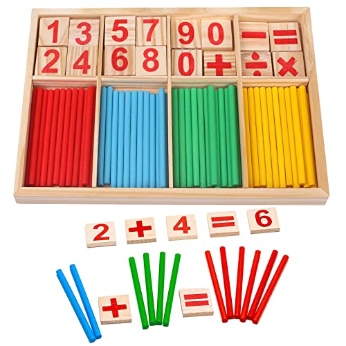 Montessori Mathe Spielzeug,Buntes Rechenstäbchen Holz Zahlen, Pädagogisches Mathe-Spielzeug Für die frühe Motorik Entwicklung Ausbildung Ihres Kindes von TFSYLISA