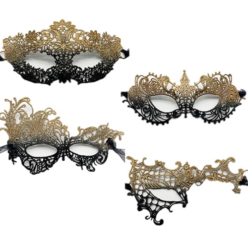 TFTSR Maskerade-Masken für Damen, Paare, Herren, Karnevalsmaske, Mädchen, schwarz-goldene Spitzenaugen, Kostüm, venezianisches Partykleid für Erwachsene TFTSR Maskerade-Masken für Damen, Paare, Herren, Karnevalsmaske, Mädchen, schwarz-goldene Spitzenaugen, Kostüm, venezianisches Partykleid für Erwachsene von TFTSR