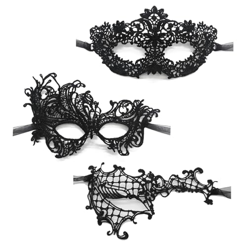 TFTSR Maskerade-Masken für Damen, Paare, Herren, Karnevalsmaske, Mädchen, schwarz-goldenes Spitzenkostüm, venezianisches Partykleid für Erwachsene von TFTSR