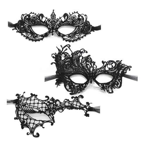 TFTSR Maskerade-Masken für Damen, Paare, Herren, Karnevalsmaske, Mädchen, schwarz-goldenes Spitzenkostüm, venezianisches Partykleid für Erwachsene von TFTSR