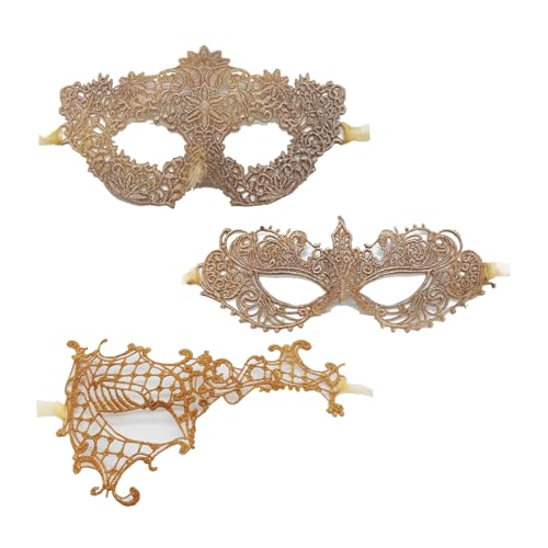 TFTSR Maskerade-Masken für Damen, Paare, Herren, Karnevalsmaske, Mädchen, schwarz-goldenes Spitzenkostüm, venezianisches Partykleid für Erwachsene von TFTSR