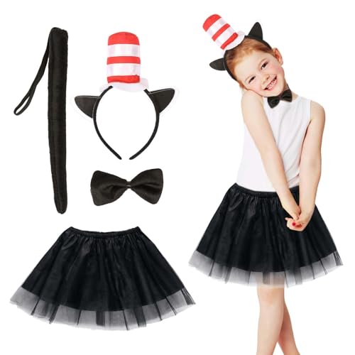 TGFIX 4tlg Karneval Katzen Kinderkostüm Katzen Kostüm für Mädchen Schwarz Katze Kinderkostüm mit Katzenohren Haarreifen Katzenschwanz für Karneval Fasching Halloween Party TGFIX 4tlg Karneval Katzen Kinderkostüm Katzen Kostüm für Mädchen Schwarz Katze Kinderkostüm mit Katzenohren Haarreifen Katzenschwanz für Karneval Fasching Halloween Party von TGFIX