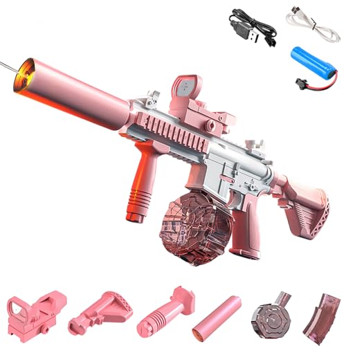 Elektrische Wasserpistole für Erwachsene, TGKYK Automatische Wasserpistole mit 2 Wasserflasche, Leuchtend, USB-Laden Wasserpistole Erwachsene, Wasserspritzpistole Elektrisch für Pool Strand (Rosa) von TGKYK
