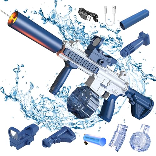 Elektrische Wasserpistole für Erwachsene, TGKYK USB-Laden Automatische Wasserpistole mit 2 Wasserflasche, Beleuchtete Front, Wasserpistole Erwachsene, Wasserspritzpistole Elektrisch für Pool Strand Elektrische Wasserpistole für Erwachsene, TGKYK USB-Laden Automatische Wasserpistole mit 2 Wasserflasche, Beleuchtete Front, Wasserpistole Erwachsene, Wasserspritzpistole Elektrisch für Pool Strand von TGKYK