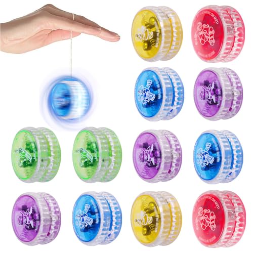 TGKYK LED Licht Jo-Jo, 12 Stück Leuchtend YoYo für Kinder, Kunststoff Responsive Yoyo, Anfänger Tombola Preise Geburtstag Party Gastgeschenk (Farbe Zufällig) von TGKYK