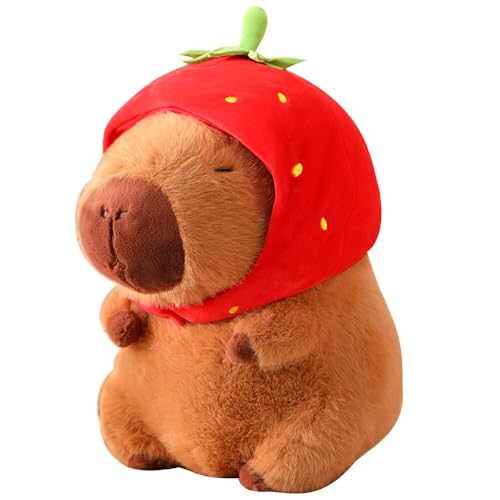 TGKYK Capybara Kuscheltier, 23cm Capybara Plüschtier mit Erdbeerkopfbedeckung, Stofftier Capybara, Wasserschwein Plüschtier für Kinderspielzeug, Geburtstagsgeschenke, Heimdekoration TGKYK Capybara Kuscheltier, 23cm Capybara Plüschtier mit Erdbeerkopfbedeckung, Stofftier Capybara, Wasserschwein Plüschtier für Kinderspielzeug, Geburtstagsgeschenke, Heimdekoration von TGKYK