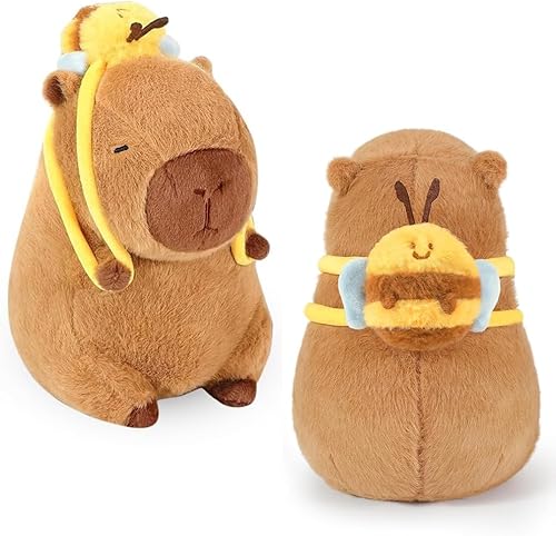 TGKYK Capybara Plüschtier, 30cm Capybara Kuscheltier mit Bienenrucksack, Stofftier Capybara, Wasserschwein Plüschtier für für Kinderspielzeug, Home Deko, Geburtstag von TGKYK