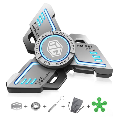 Leuchtende Fidget Spinner Metall, TGKYK Fidget Spinner Led, 3-5 Min Hochgeschwindigkeit Finger Spinner Spielzeug ADHD Anti Angst, Figetspiener für Kinder Erwachsene Dreieck - Grüner von TGKYK