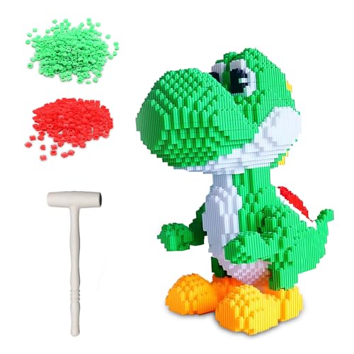 TGKYK Mini Bausteine Set, 26CM Micro Bausteine mit Bausteinhammer, 3D-Model Dinosaur Klemmbausteine Tiere, Mini Klemmbausteine Erwachsene Kinder, DIY Lernspielzeug Geschenke (3700 Block) von TGKYK