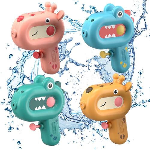 TGKYK Wasserpistole für Kinder, 4 Stück 100ml Wasserspritzpistole Klein, Spritzpistole Wasser, Kleine Wasserpistole für Schwimmbäder, Gärten und Strände (Dinosaurier + Giraffe) von TGKYK
