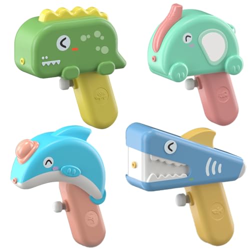 Wasserpistole für Kinder, TGKYK 4 Stück Wasserspritzpistole Klein, Spritzpistole Wasser, Kleine Wasserpistole für Schwimmbäder, Gärten und Strände (4 Tierfiguren) von TGKYK