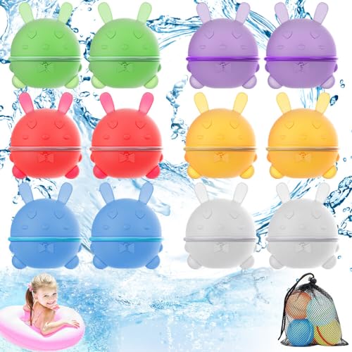 Magnetische Wasserbomben, TGKYK 12 Stück Wiederbefüllbare Wasserbomben mit Netzbeutel, Wasserbomben Wiederverwendbar Magnet, Wiederverwendbare Wasserbomben für Wasserschlachten, Outdoor-Aktivitäten Magnetische Wasserbomben, TGKYK 12 Stück Wiederbefüllbare Wasserbomben mit Netzbeutel, Wasserbomben Wiederverwendbar Magnet, Wiederverwendbare Wasserbomben für Wasserschlachten, Outdoor-Aktivitäten von TGKYK