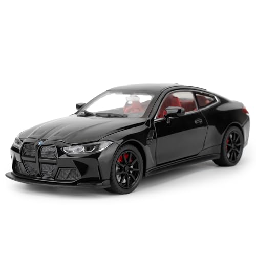 TGRCM-CZ 1/24 BMW M4 Modellauto, Zinklegierung Pull Back Fahrzeuge Modellauto mit Sound und Licht für Sammler & Kinder ab 3 Jahren alt Geburtstagsgeschenk (Schwarz) von TGRCM-CZ