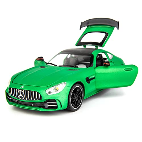 TGRCM-CZ 1/24 Benz AMG GTR Spielzeugautos Modellauto, Zinklegierung Pull Back Spielzeug Auto mit Sound und Licht für Kinder Jungen Mädchen Geschenk (grün) von TGRCM-CZ
