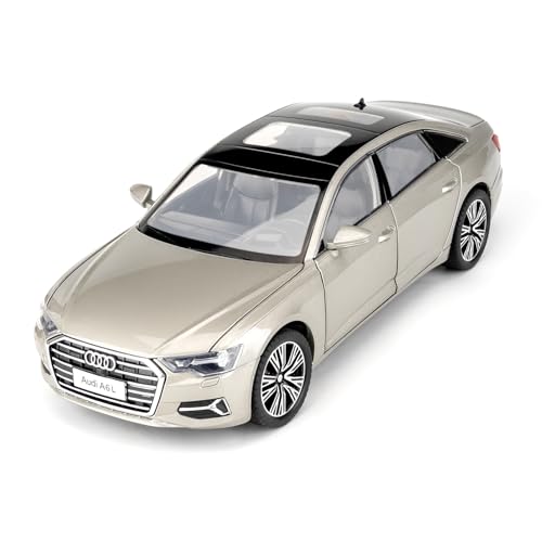 TGRCM-CZ 1/24 Kompatibel mit Audi A6L Modellauto, Zinklegierung Zurückziehen Fahrzeuge Modellauto mit Klang und Licht für Sammler & Kinder 3 Jahre alt Geburtstagsgeschenk(Lichtgold) von TGRCM-CZ