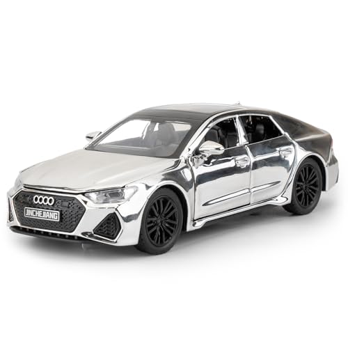 TGRCM-CZ 1/32 Audi RS7 Beschichtung, farbiges Modellauto, Zinklegierung, Rückziehfahrzeuge, Modellauto mit Sound und Licht, für Sammler und Kinder, ab 3 Jahren, Geburtstagsgeschenk (Silber) von TGRCM-CZ