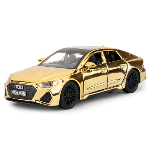 TGRCM-CZ 1/32 Audi RS7 Beschichtung Farbe Modell Auto, Zink Legierung Pull Back Fahrzeuge Modell Auto mit Ton und Licht für Sammler Kinder 3+ Jahre alte Geburtstagsgeschenk (Gold) von TGRCM-CZ