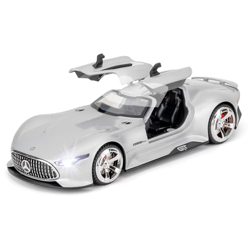 TGRCM-CZ 1/32 Benz AMG GT Vision Modell Auto, Zinklegierung Zurückziehen Fahrzeuge Modell Auto mit Klang und Licht für Sammler & Kinder 3 Jahre alt Geburtstagsgeschenk (Silber) von TGRCM-CZ